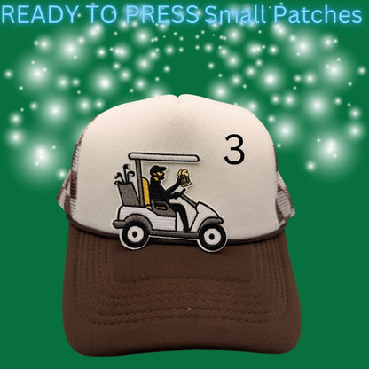 ⛳ Ready to Press Small Golf Patches – Heat Transfer Embroidered & Sequin Patches (4 Designs)
