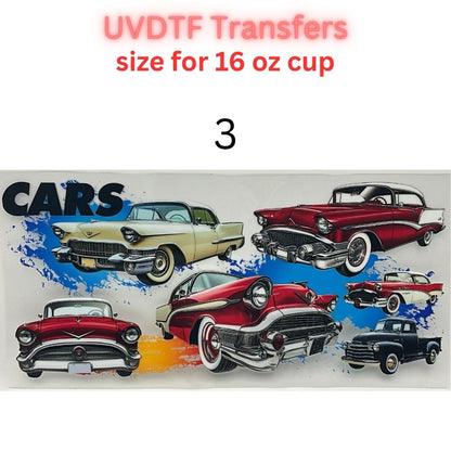Classic & Vintage Car UV DTF Cup Transfers – 16 oz