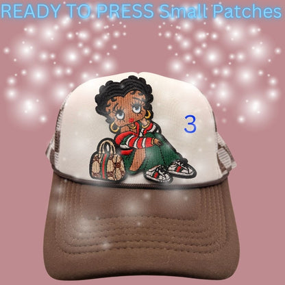 Fashion Girl Embroidered Patch – Ready to Press | Cute Boutique Character Patches for Trucker Hats & Apparel (9 Styles)