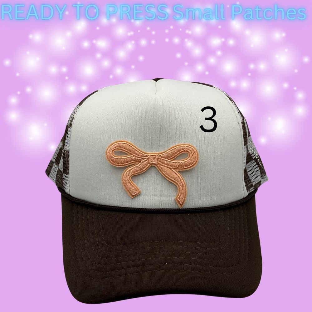 ✨ Ready to Press Small Bow Patches – Heat Transfer Embroidered Bows (10 Color Options)
