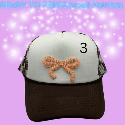 ✨ Ready to Press Small Bow Patches – Heat Transfer Embroidered Bows (10 Color Options)