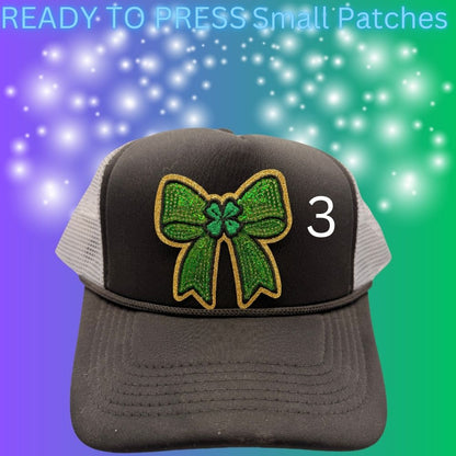 🍀 Ready to Press Small Green & Purple Patches – Heat Transfer Embroidered Patches (4 Designs)