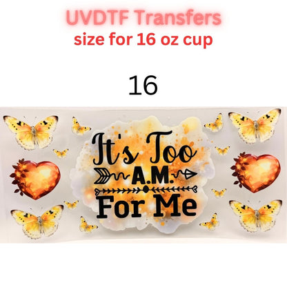 Edgy UVDTF Cup Wrap | 16oz Glass Can Transfer | Funny Quotes Aesthetic Wrap | Butterfly Skull Floral Designs | Trendy Tumbler Decal