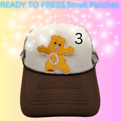 Retro Bear Smile Patches – Ready to Press Embroidered Iron-On Patches (Small Size)