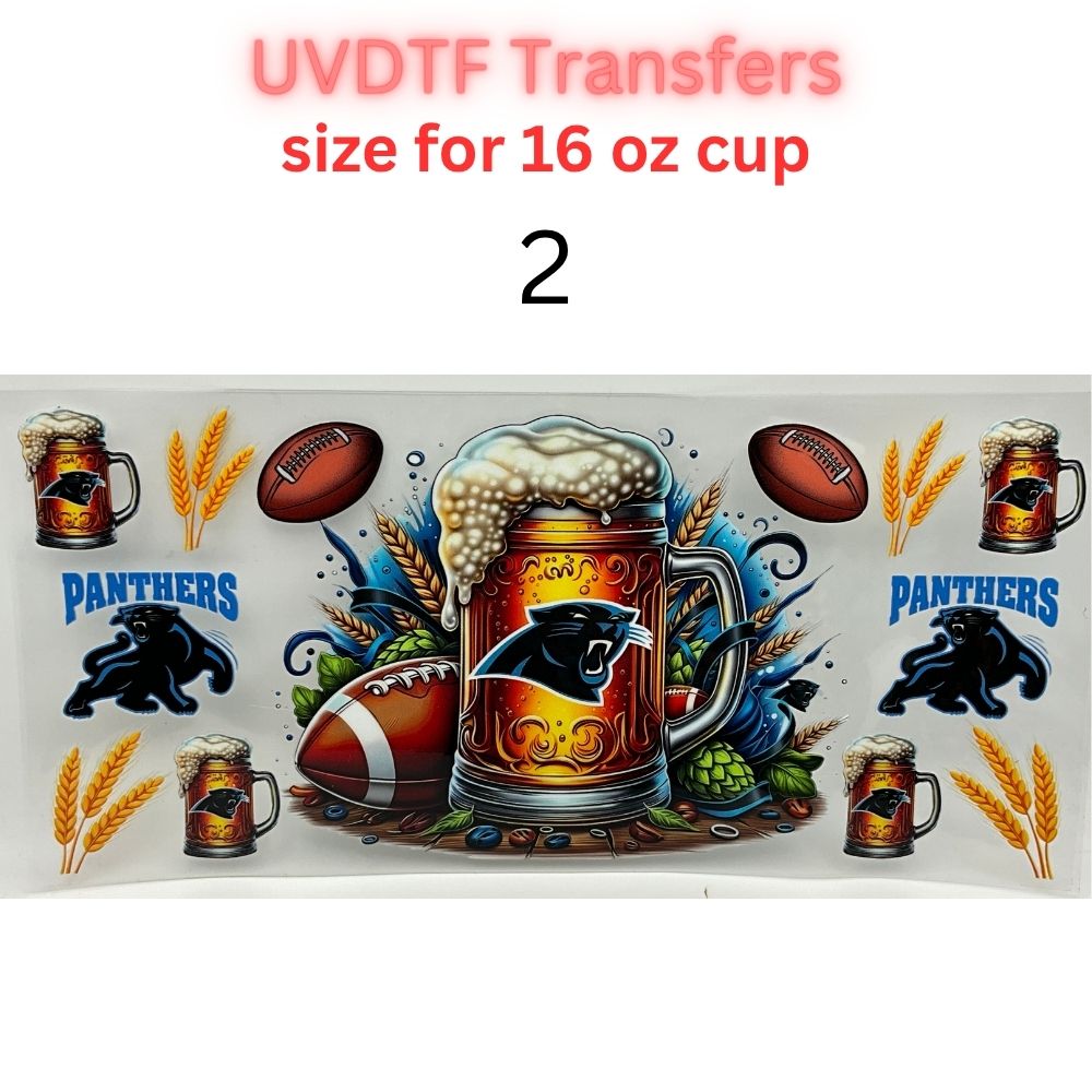 Football Beer Mug UV DTF Transfers for 16 oz Cups | Game Day Football Cup Decals | Ready to Apply