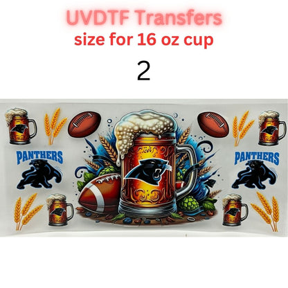 Football Beer Mug UV DTF Transfers for 16 oz Cups | Game Day Football Cup Decals | Ready to Apply