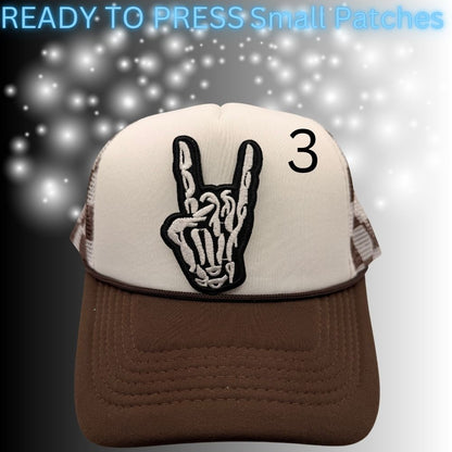 Ready-to-Press Small Embroidered Patches – Trucker Hat & Apparel Heat Press Patches