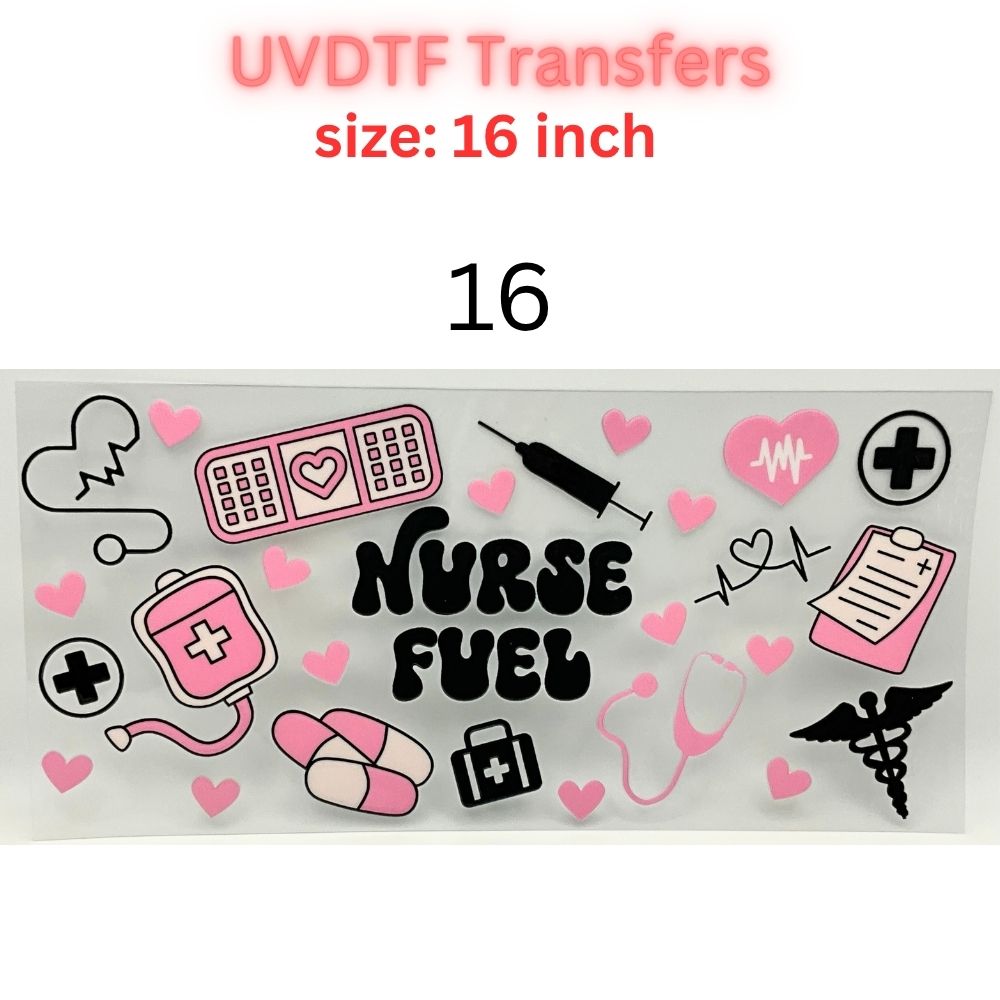 Nurse UVDTF Cup Wrap | 16oz Glass Can Transfer | Nurse Life Tumbler Decal | Healthcare Gift | RN CNA Medical Wrap