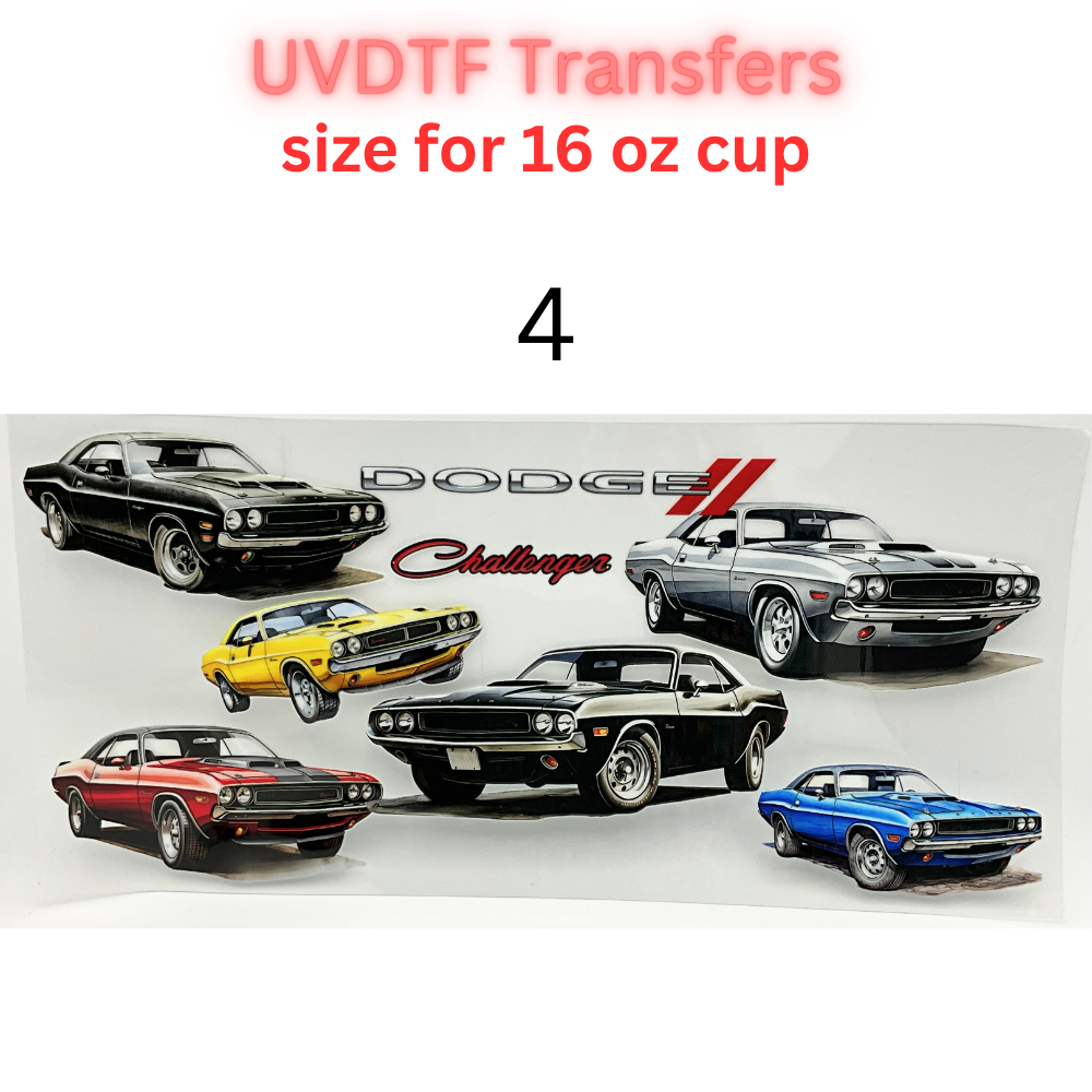 Classic & Modern American Muscle Car UV DTF Cup Wrap | 16 oz Libbey Glass Transfer | Automotive Tumbler Decal