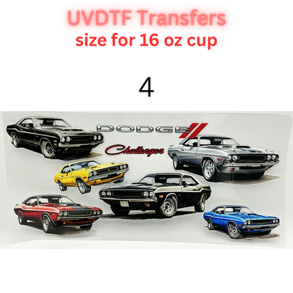 Classic & Modern American Muscle Car UV DTF Cup Wrap | 16 oz Libbey Glass Transfer | Automotive Tumbler Decal