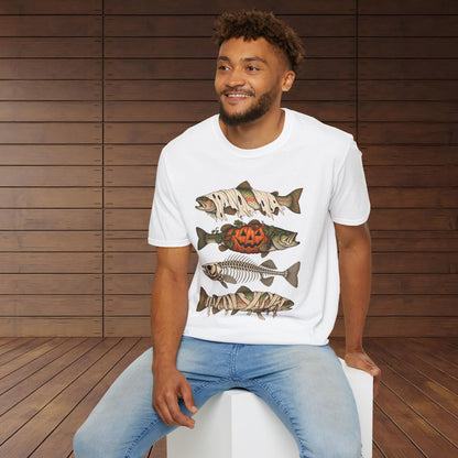 Halloween Fish Skull T-Shirt – Spooky Pumpkin & Fish Bones Fishing Tee