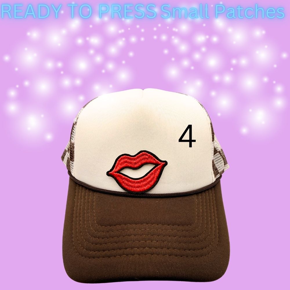 🔥 Ready to Press Small Lip, Heart & Flame Patches – Heat Transfer Embroidered Patches (7 Designs)