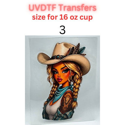 Western Cowgirl UV DTF Transfers for 16 oz Cups | God Don’t Play About Me | Ready to Apply Cup Decals