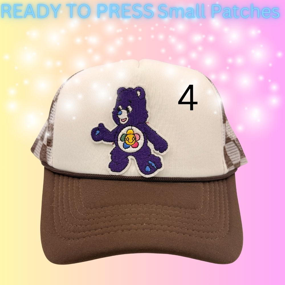 Retro Bear Smile Patches – Ready to Press Embroidered Iron-On Patches (Small Size)