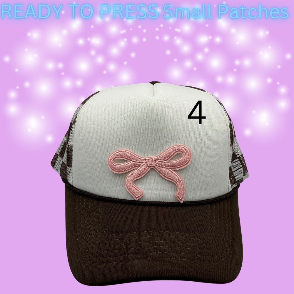 ✨ Ready to Press Small Bow Patches – Heat Transfer Embroidered Bows (10 Color Options)