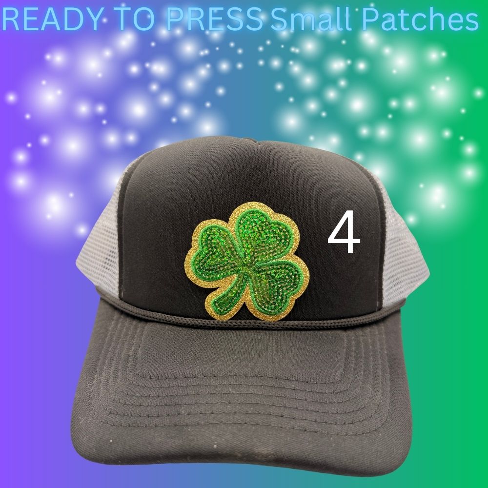 🍀 Ready to Press Small Green & Purple Patches – Heat Transfer Embroidered Patches (4 Designs)
