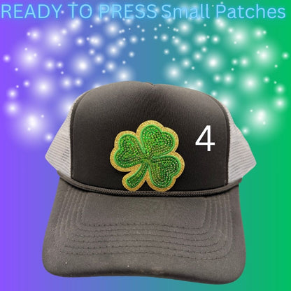 🍀 Ready to Press Small Green & Purple Patches – Heat Transfer Embroidered Patches (4 Designs)