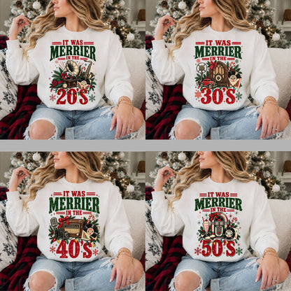 It Was Merrier in the Decades PNG Bundle | 20s–2010s Retro Christmas Designs | 10 Digital PNG Files | Vintage Holiday Shirt Graphics
