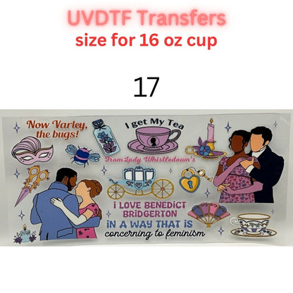 Regency Tea Party UVDTF Cup Wraps | Vintage Tea Aesthetic Transfers | Floral Tea Cup Designs | 16oz Glass Cup Wrap Decals