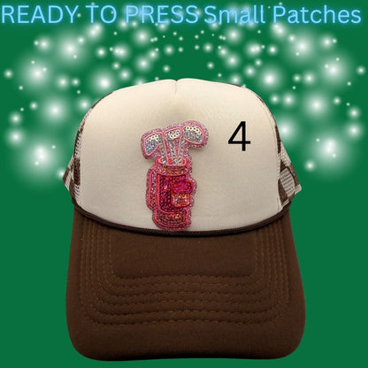 ⛳ Ready to Press Small Golf Patches – Heat Transfer Embroidered & Sequin Patches (4 Designs)
