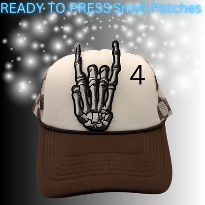 Ready-to-Press Small Embroidered Patches – Trucker Hat & Apparel Heat Press Patches