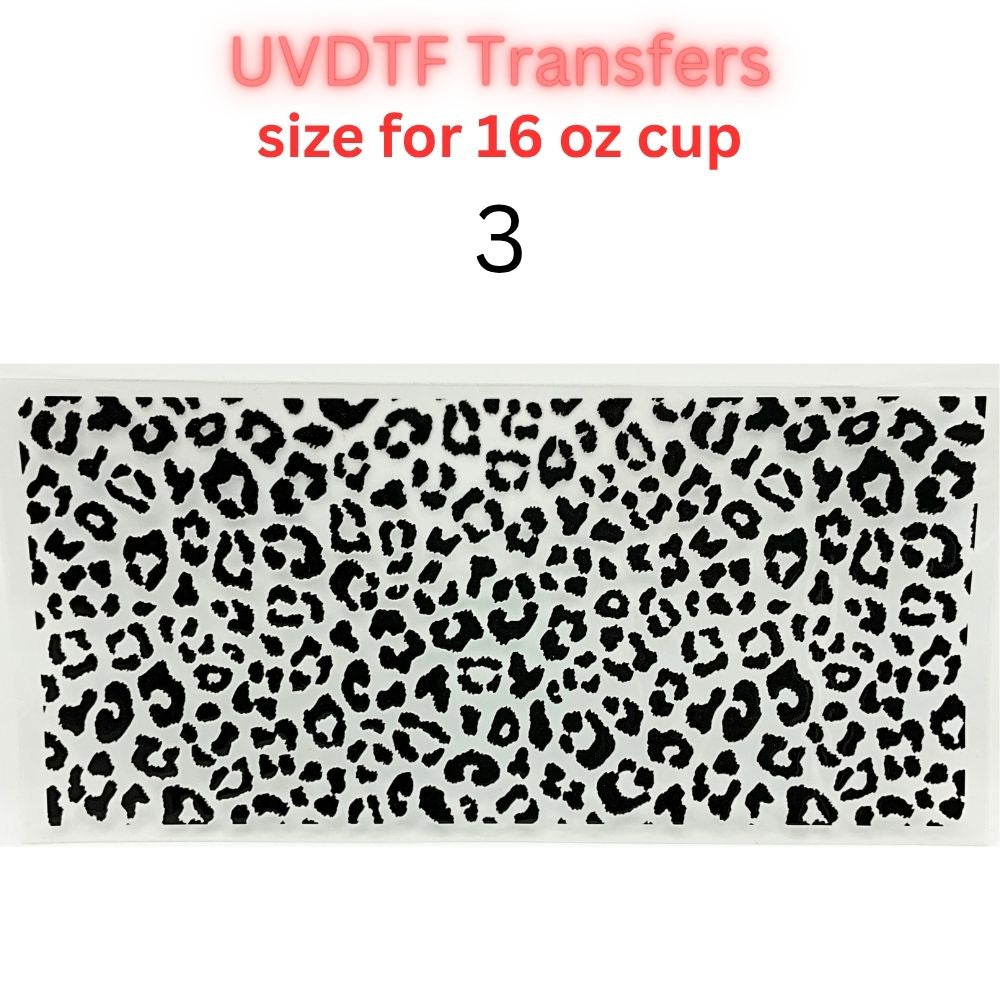 Leopard Print & Butterfly UV DTF Cup Wrap | 16 oz Glass Can Transfer | Animal Print Floral Designs | Choose 1–5