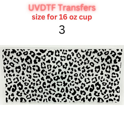 Leopard Print & Butterfly UV DTF Cup Wrap | 16 oz Glass Can Transfer | Animal Print Floral Designs | Choose 1–5