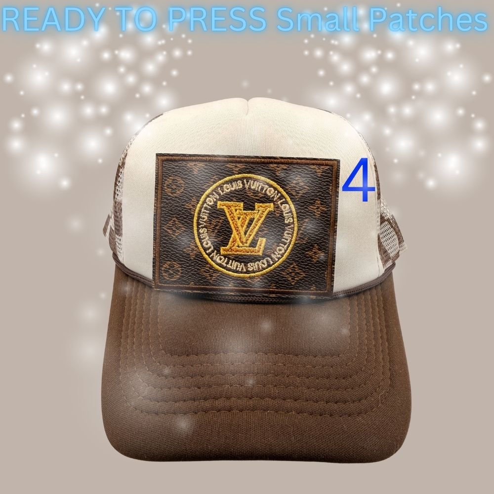 Designer-Inspired Monogram & Icon Patches – Embroidered Ready-to-Press Appliqués for Trucker Hats & Apparel (13 Styles)
