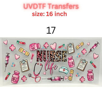 Nurse UVDTF Cup Wrap | 16oz Glass Can Transfer | Nurse Life Tumbler Decal | Healthcare Gift | RN CNA Medical Wrap