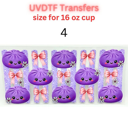 Cute Glitter Dumpling UV DTF Cup Wrap | 16 oz Glass Can Transfer | Kawaii Colorful Dumpling Designs | Choose 1–9