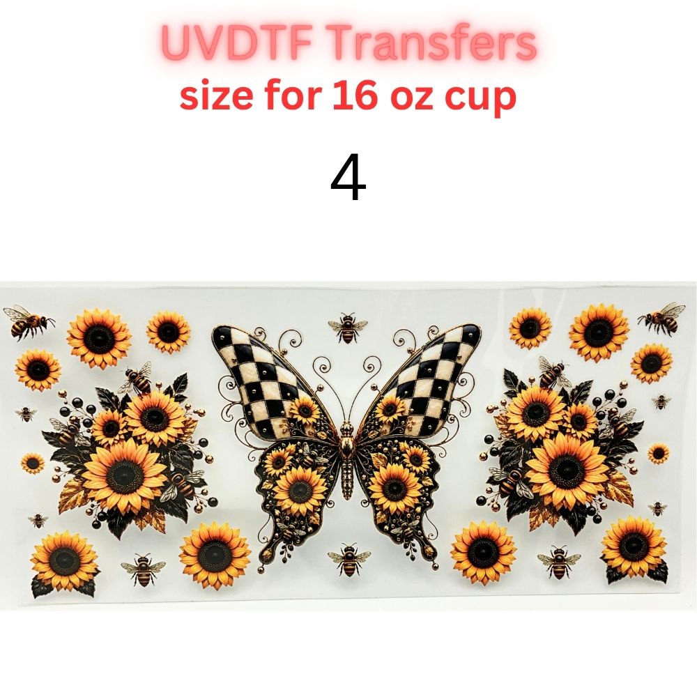 Leopard Print & Butterfly UV DTF Cup Wrap | 16 oz Glass Can Transfer | Animal Print Floral Designs | Choose 1–5