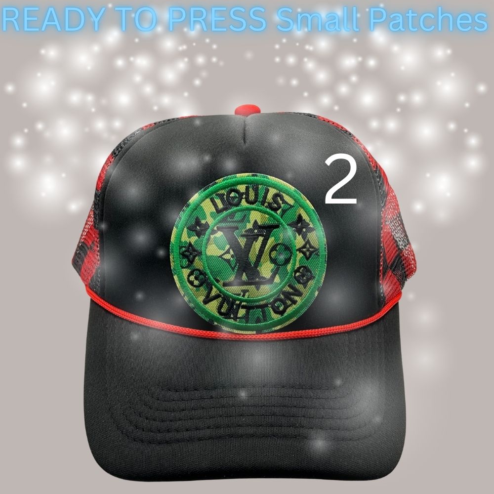 Designer-Inspired Embroidered Circle & Wreath Patches – Ready to Press | Small Hat/Cap Appliqués