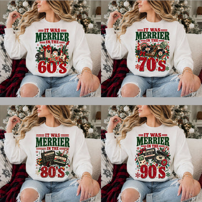 It Was Merrier in the Decades PNG Bundle | 20s–2010s Retro Christmas Designs | 10 Digital PNG Files | Vintage Holiday Shirt Graphics
