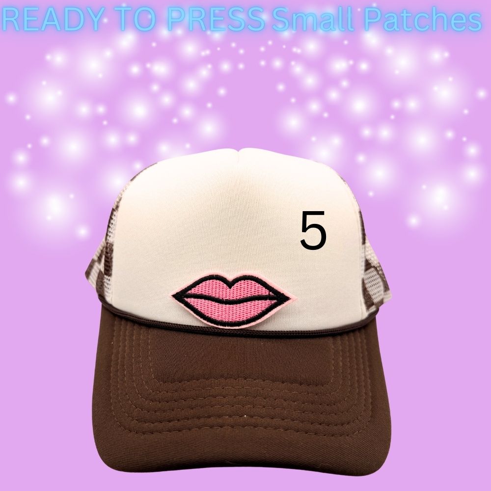 🔥 Ready to Press Small Lip, Heart & Flame Patches – Heat Transfer Embroidered Patches (7 Designs)