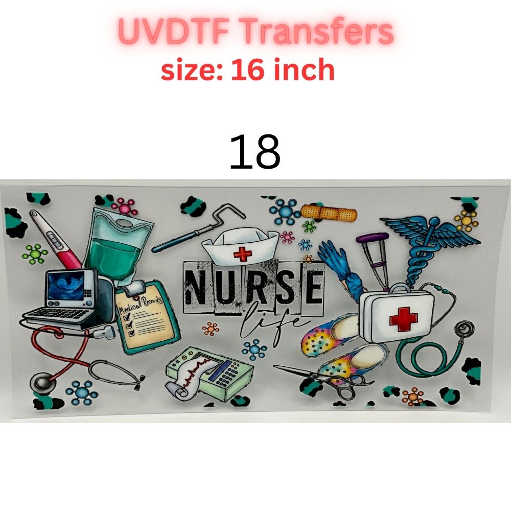 Nurse UVDTF Cup Wrap | 16oz Glass Can Transfer | Nurse Life Tumbler Decal | Healthcare Gift | RN CNA Medical Wrap