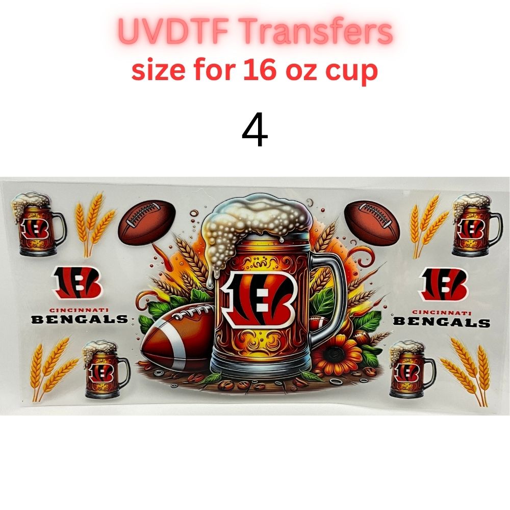 Football Beer Mug UV DTF Transfers for 16 oz Cups | Game Day Football Cup Decals | Ready to Apply