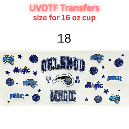 Pro Basketball City Team Inspired Wraps | UVDTF 16oz Glass Can Transfer | Pro Hoops Fan Cup Decals | Game Day Tumbler Wrap