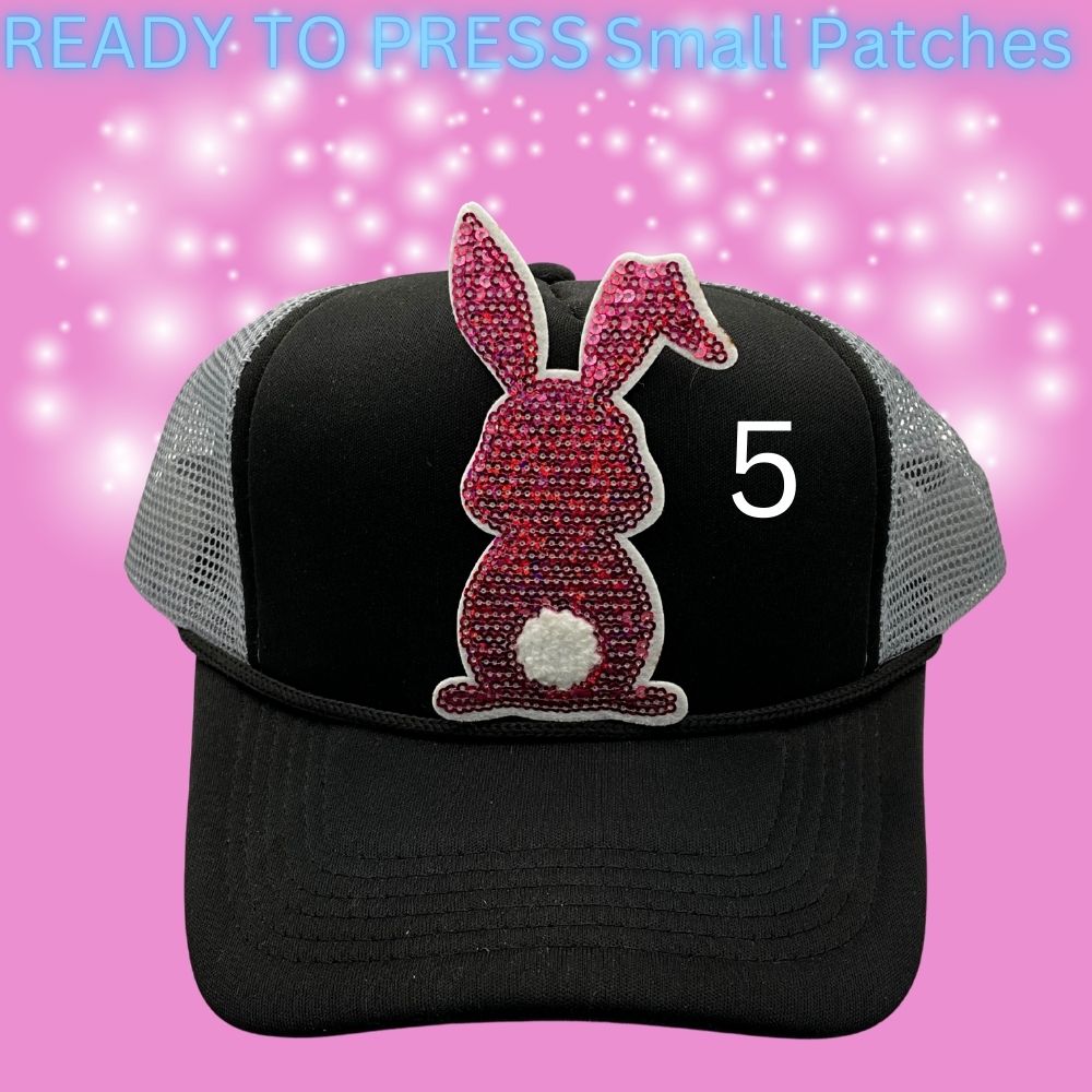 ✨ Ready to Press Sequin Bunny Patches – Small Heat Transfer Patches (6 Color Options)