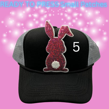 ✨ Ready to Press Sequin Bunny Patches – Small Heat Transfer Patches (6 Color Options)