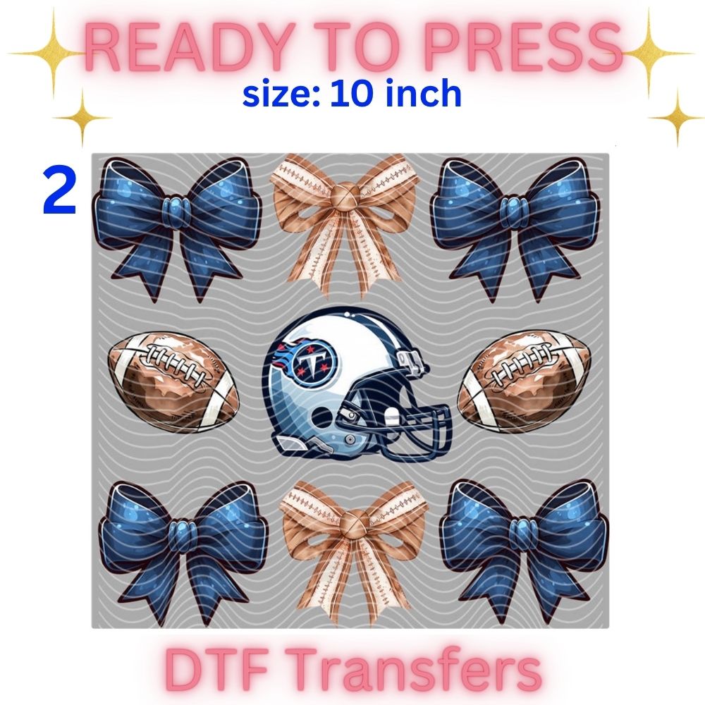 Football Inspired Ready-To-Press DTF Transfers | Orange & Blue Sports Fan Shirt Designs | 10 Inch Heat Transfers
