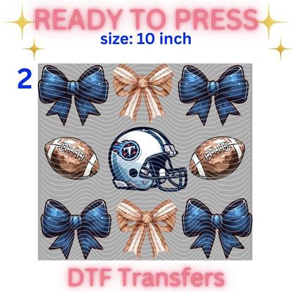 Football Inspired Ready-To-Press DTF Transfers | Orange & Blue Sports Fan Shirt Designs | 10 Inch Heat Transfers