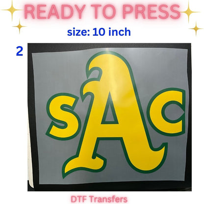 Ready to Press DTF Transfer | Sacramento Baseball Fan Inspired Shirt Transfers | 10 & 12 Inch Heat Transfers | Choose Your Design