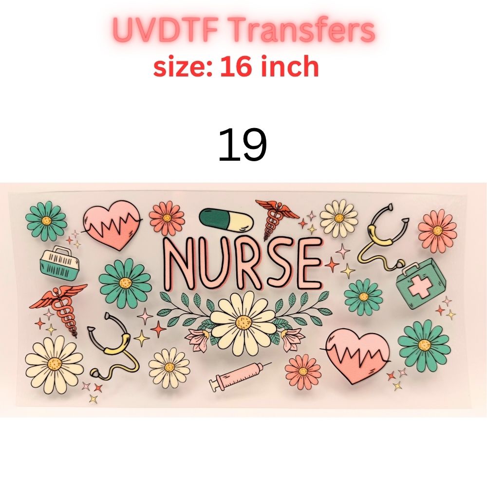Nurse UVDTF Cup Wrap | 16oz Glass Can Transfer | Nurse Life Tumbler Decal | Healthcare Gift | RN CNA Medical Wrap