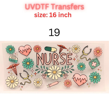 Nurse UVDTF Cup Wrap | 16oz Glass Can Transfer | Nurse Life Tumbler Decal | Healthcare Gift | RN CNA Medical Wrap