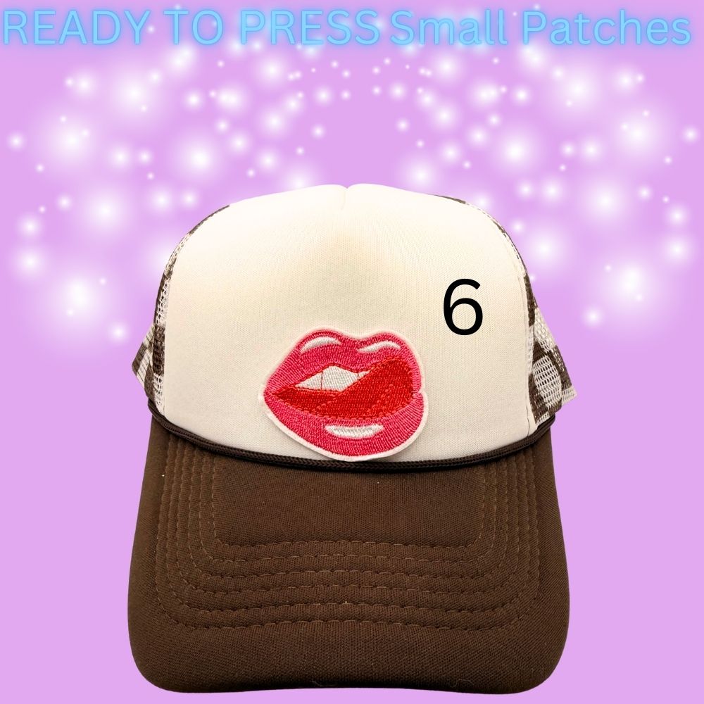 🔥 Ready to Press Small Lip, Heart & Flame Patches – Heat Transfer Embroidered Patches (7 Designs)