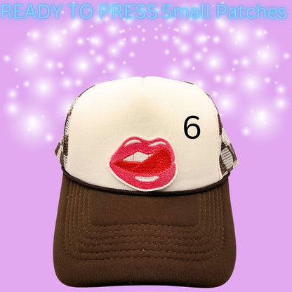 🔥 Ready to Press Small Lip, Heart & Flame Patches – Heat Transfer Embroidered Patches (7 Designs)