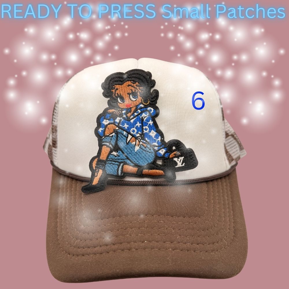 Fashion Girl Embroidered Patch – Ready to Press | Cute Boutique Character Patches for Trucker Hats & Apparel (9 Styles)