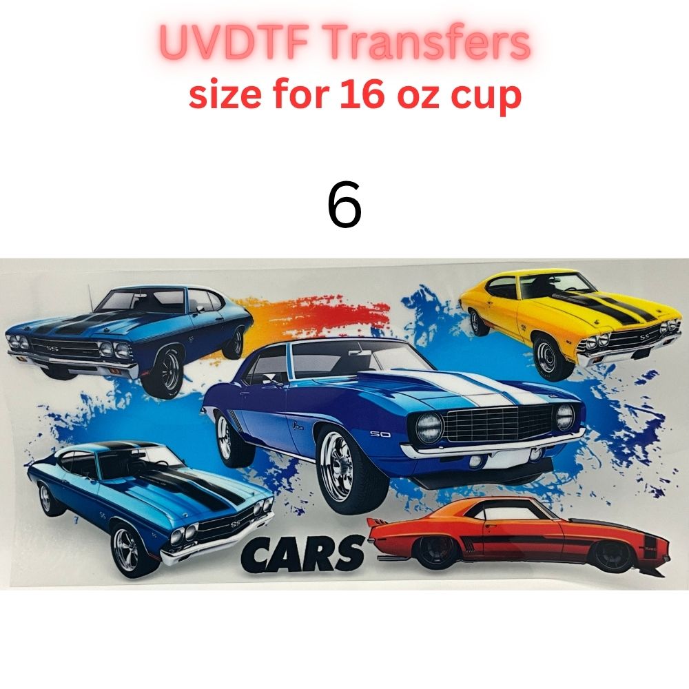 Classic & Vintage Car UV DTF Cup Transfers – 16 oz