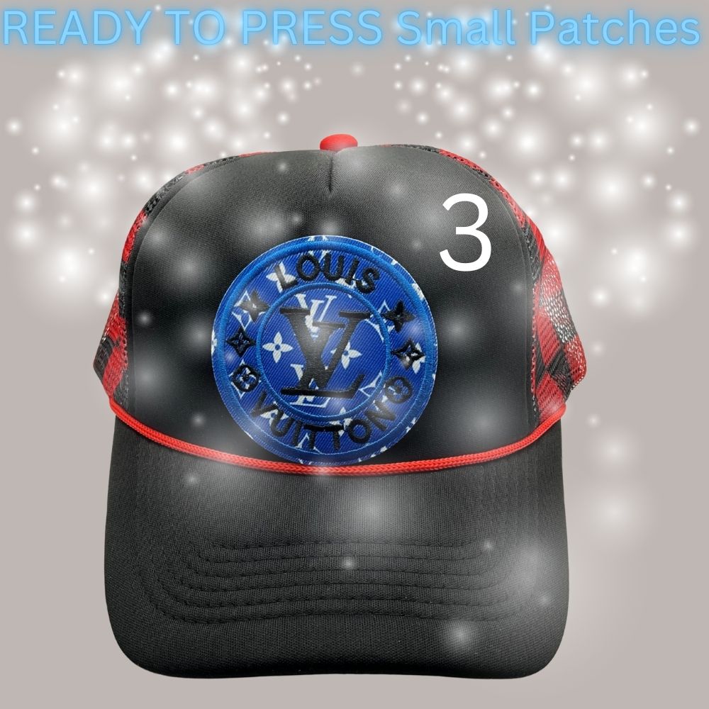 Designer-Inspired Embroidered Circle & Wreath Patches – Ready to Press | Small Hat/Cap Appliqués