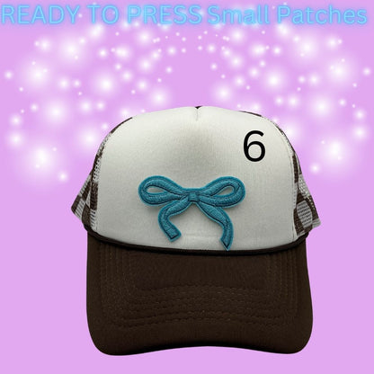 ✨ Ready to Press Small Bow Patches – Heat Transfer Embroidered Bows (10 Color Options)